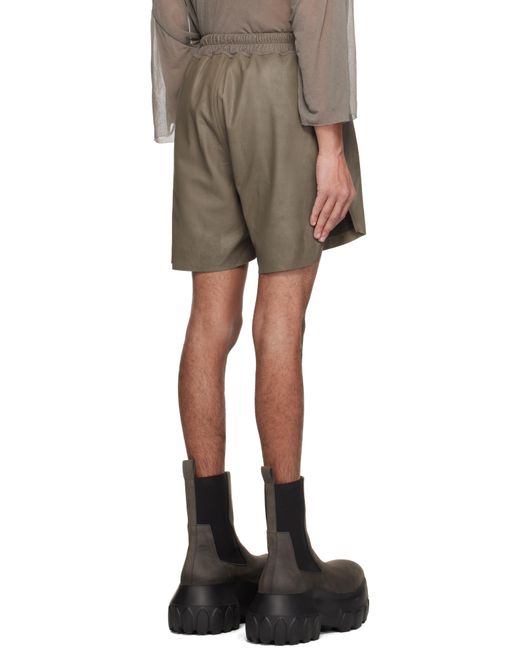 メンズ Rick Owens グレー Hollywood Boxers レザーショートパンツ Black