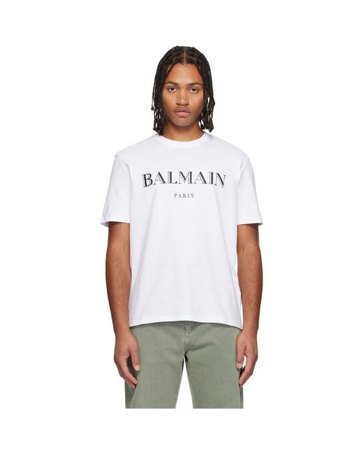 Balmain White '' Print T-shirt for men