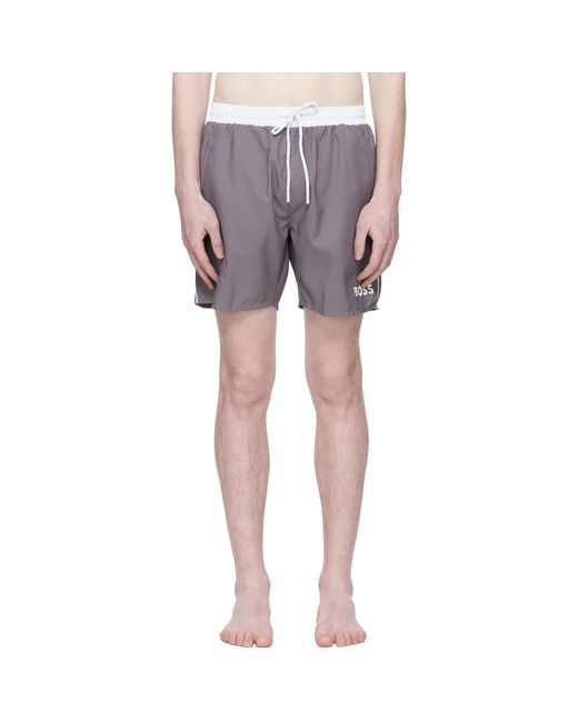 Boss Multicolor Contrast Band Logo Swim Shorts for men