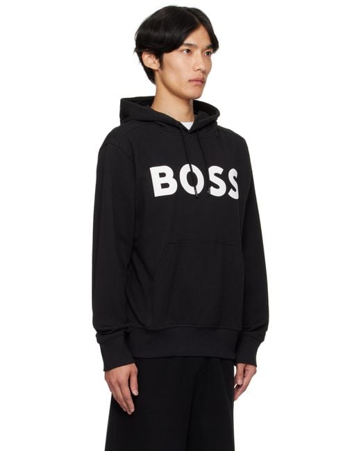 Boss Black Relaxed-Fit Large Logo Hoodie for men