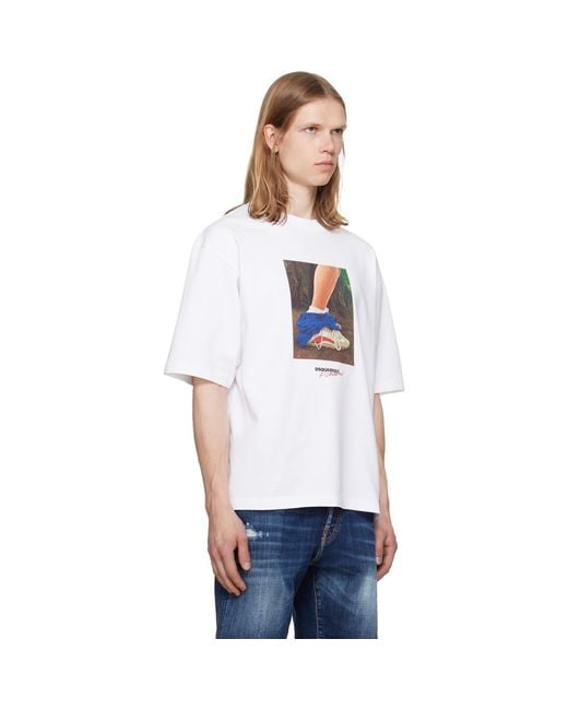 DSquared² White Felix Chesher Edition Loose Fit T-Shirt for men
