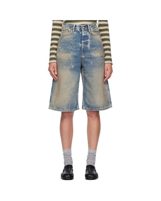 Acne Blue Loose-Fit Denim Shorts