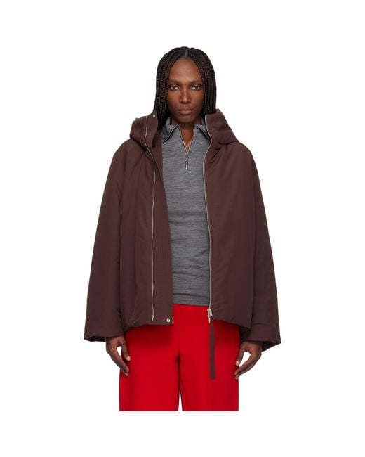 Jil Sander Red Burgundy Taffeta Down Jacket