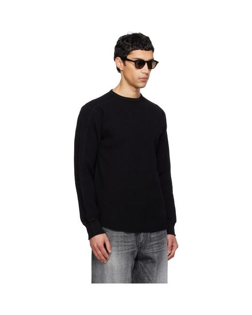Nanamica Black Crew Neck Thermal Sweatshirt for men