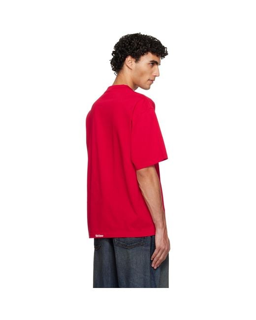 we11done Red Gothic Logo T-Shirt for men