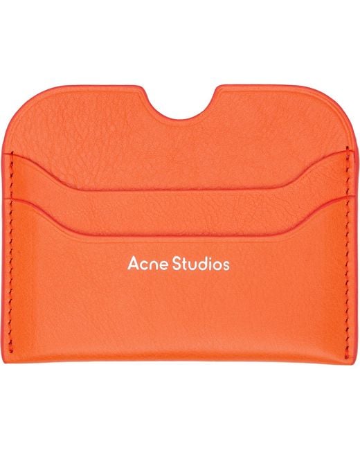 Acne Orange Logo Stamp Card Holder for men