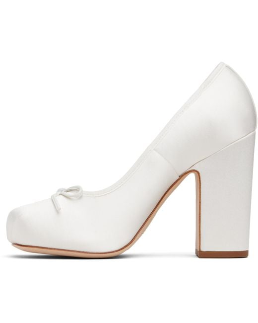 Sandy Liang White Pointe 100 Satin Heels