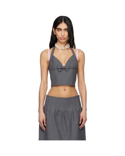 ShuShu/Tong Black Halter Bow Tie Cami Top