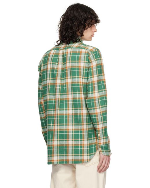 Drake's Green Check Shirt for men