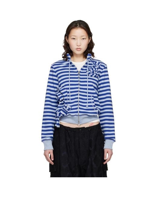 OPEN YY Blue Ssense Exclusive Applique Knit Zipup Sweatshirt