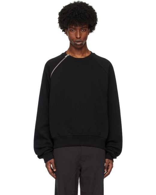 メンズ HELIOT EMIL ブラック Sequence Zip クルーネック スウェットシャツ Black