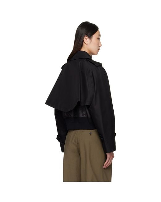 Sacai Black Cotton Gabardine X Nylon Twill Jacket