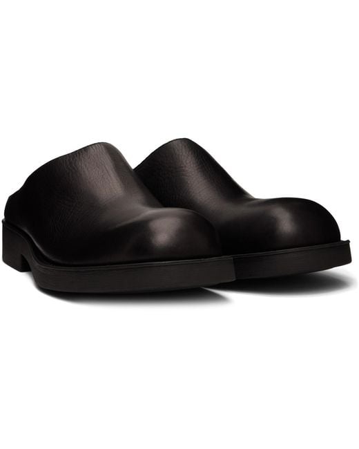 MM6 by Maison Margiela Black Leather Biker Mule Loafers for men