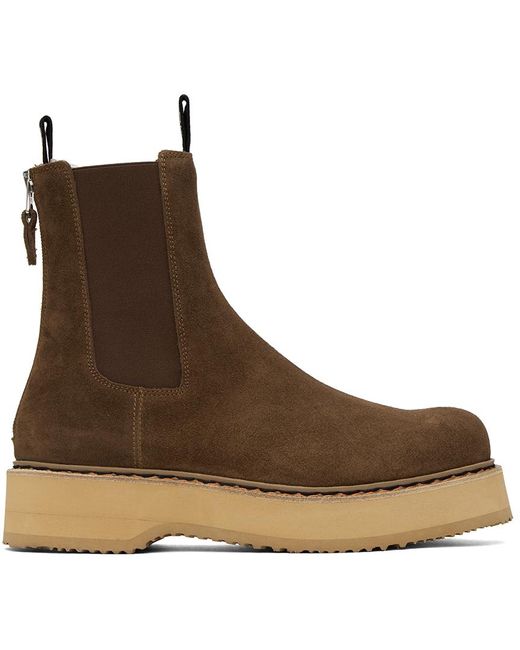 R13 Brown Single Stack Chelsea Boots for men