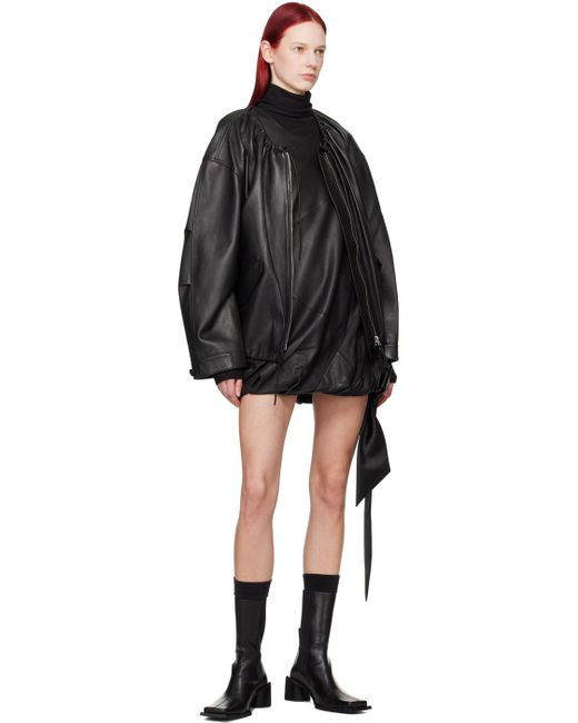 Helmut Lang Black Bubble Leather Minidress