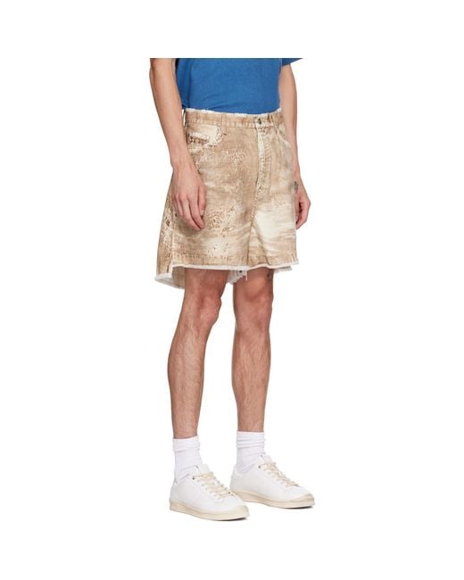 CAMPERLAB Natural Corduroy Print Denim Cutoff Shorts for men