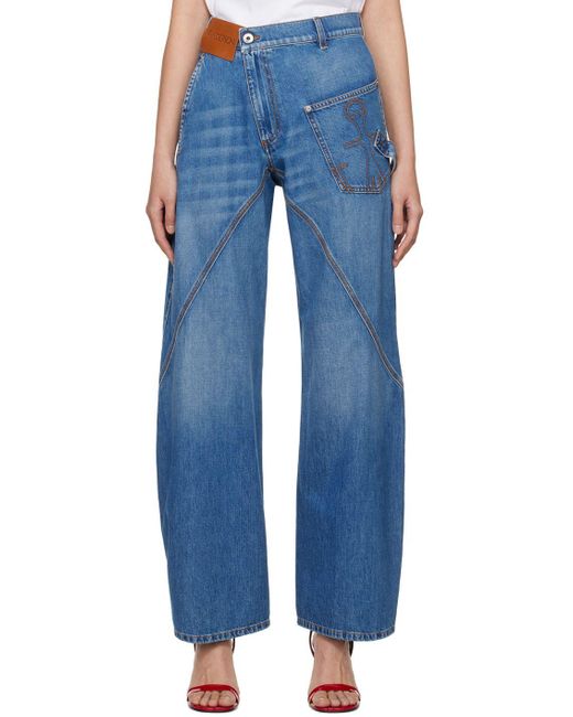 JW Anderson Blue Twisted Jeans | Lyst