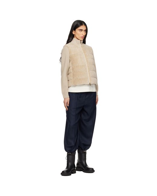 Moncler Natural Padded Teddy & Wool Zip-Up Down Jacket