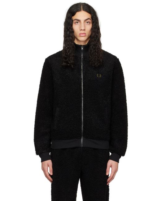 Fred Perry Black Embroidered Track Jacket for men