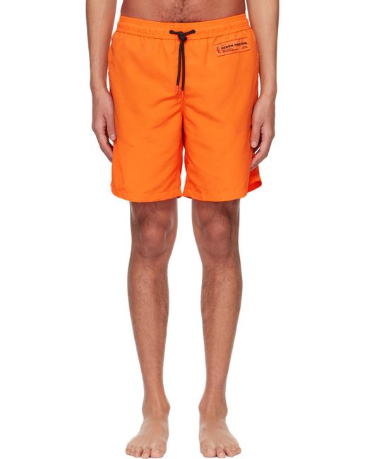 Heron Preston Orange Patch Swim Shorts for men