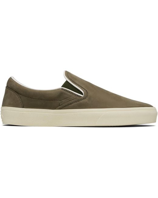 Tom Ford Black Khaki Nubuck Jude Slip On Sneakers for men