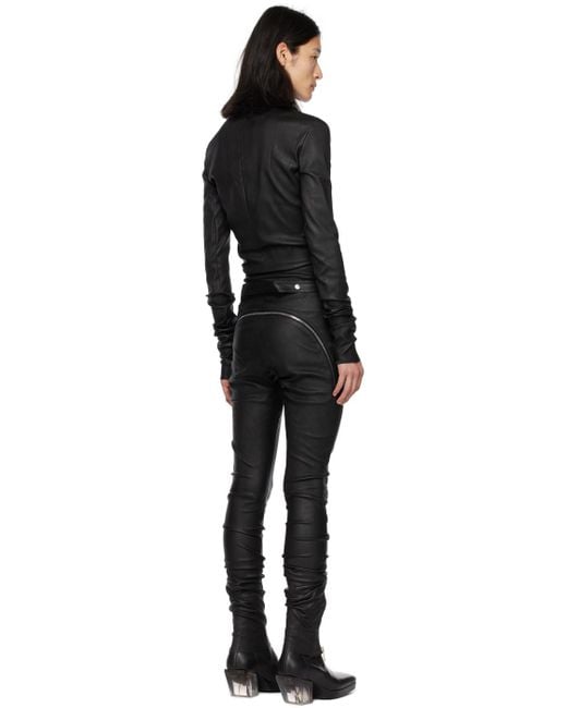 Rick Owens Black Gary Leather Jumpsuit for men