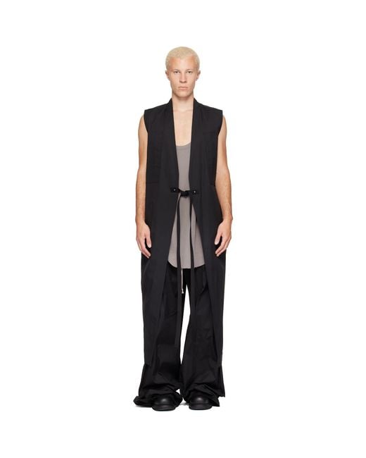 Rick Owens Black Tower Long Lab Vest for men