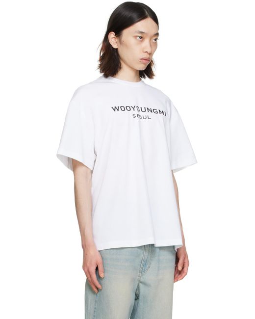 メンズ Wooyoungmi ホワイト ロゴプリント Tシャツ White