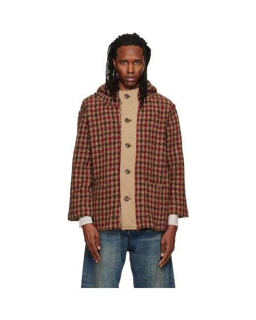 R13 Brown Oversized Hooded Jacket for men