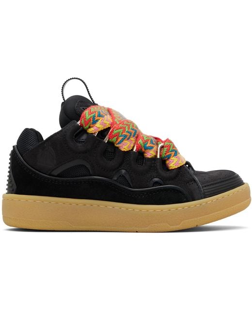 Lanvin Black Leather Curb Sneakers