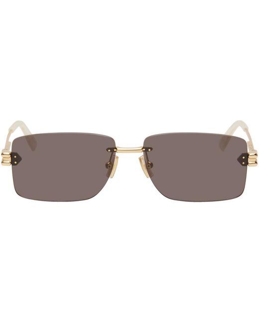 Bottega Veneta Black Gold Rectangular Sunglasses for men