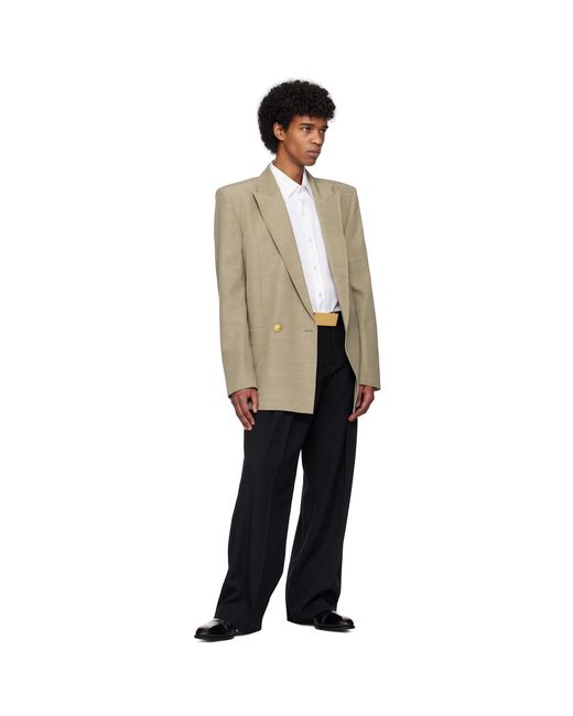 Balmain Natural Double-Breasted Blazer for men