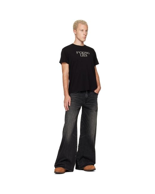 R13 Black Print 'Fucking Lies' Boy T-Shirt for men