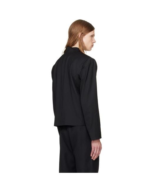 AV VATTEV Black Wing Tip Collar Blazer for men