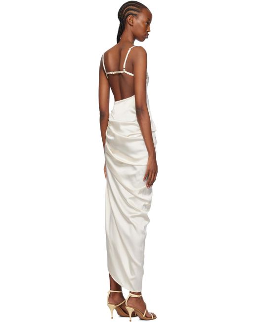 Jacquemus Black Off-white Les Sculptures 'la Saudade Longue Brodée' Maxi Dress