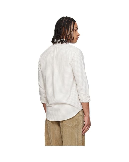 Polo Ralph Lauren White Classic Fit Gingham Oxford Shirt for men
