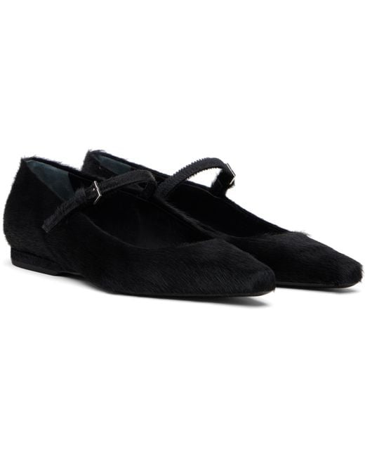 Loulou de Saison Black Leone Pony-Effect Leather Flats