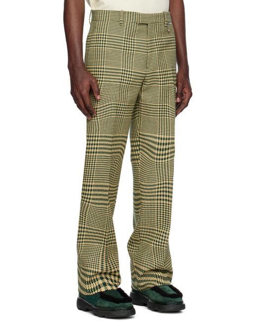 Burberry Green Warped Houndstooth Trousers for men