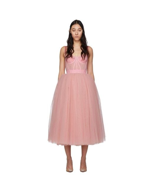 Dolce & Gabbana Pink Tulle Midi Dress