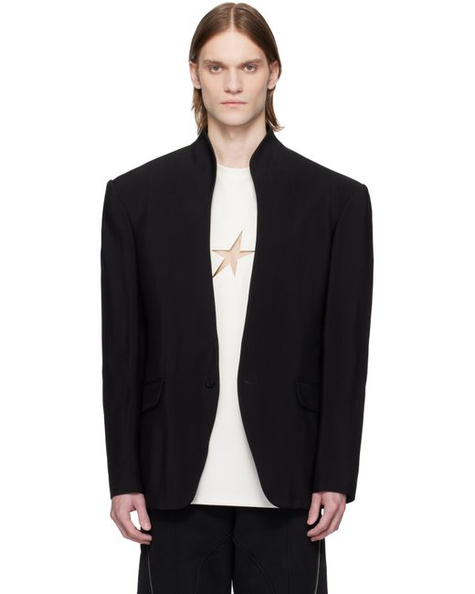 Mugler Black Collarless Tailored Blazer for men