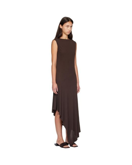Alaïa Brown Backless Jersey Crepe Midi Dress