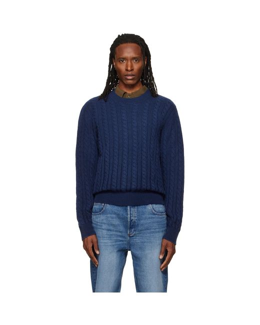 A.P.C. Blue Oversized Cable-Knit Sweater for men