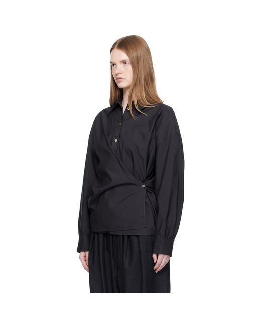 Lemaire Blue Straight Collar Twisted Shirt