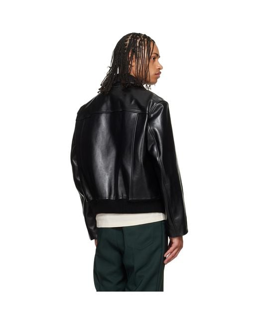 Marni Black Buffed Leather Jacket for men