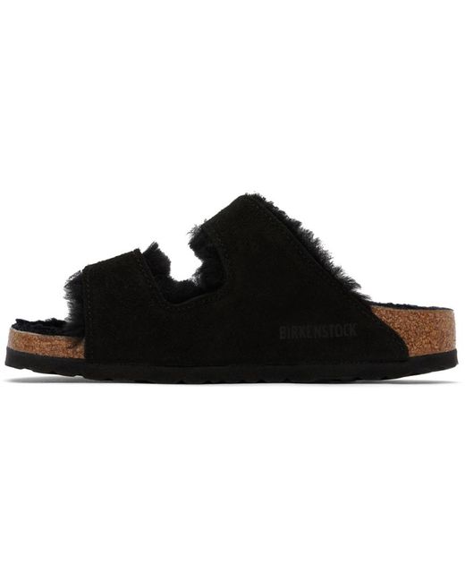 Sandales Étroites Arizona Noires À Doublure En Peau Retournée Birkenstock en coloris Black