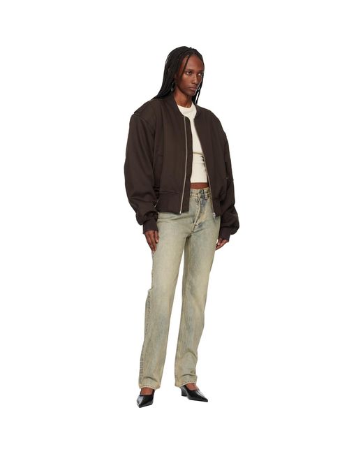 Entire studios Black Cropped Broad Suiting Bomber Jacket
