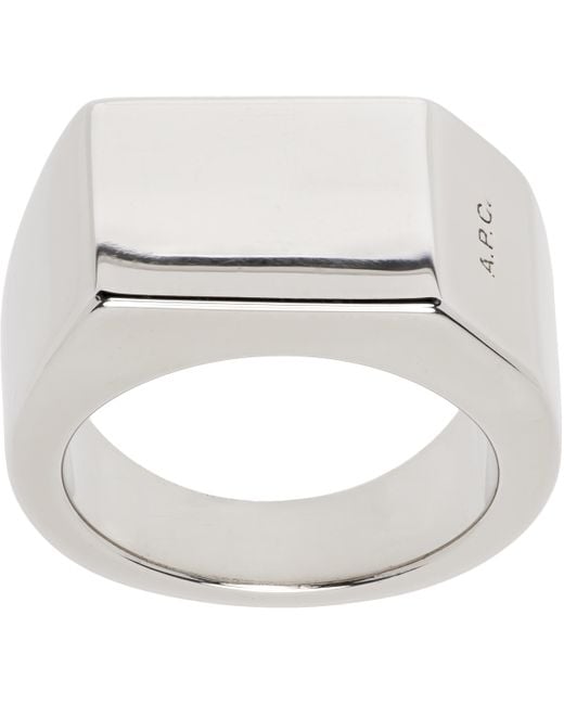 A.P.C. Metallic Minimal Signet Ring for men