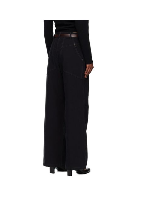 TONYWACK Black Wide-Leg Cotton Work Trousers