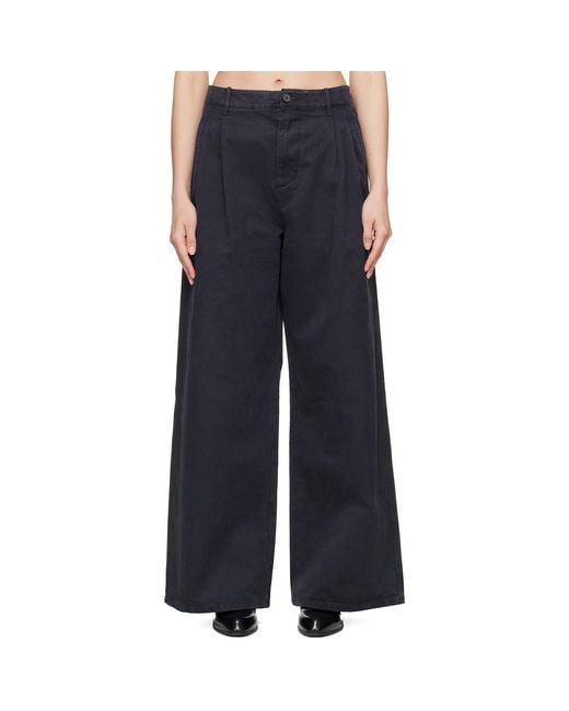 Jil Sander Blue Casual Wide Leg Pleated Trousers