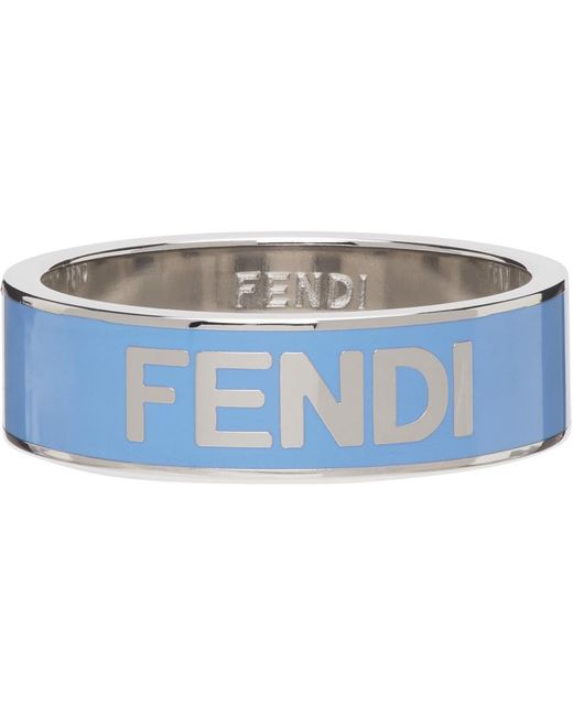 Fendi Blue Logo Ring for men